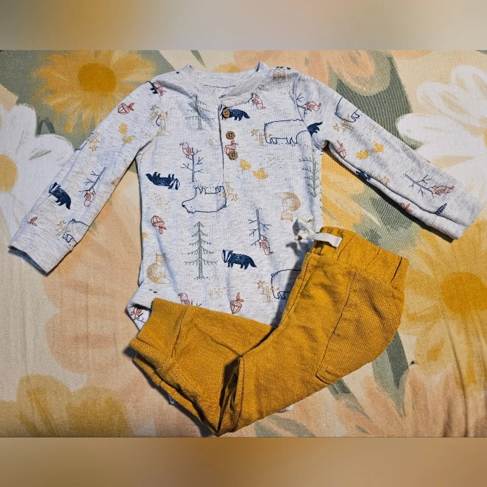 Carter's - Gray Forest Print Baby Boy Outfit
